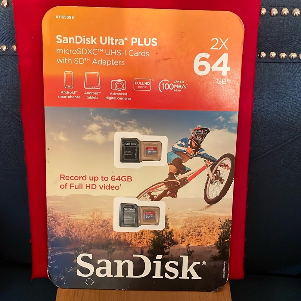 SanDisk Ultra Plus micro SDXC UHS-I Cards w/ SD Adapters -2 x 64 GB